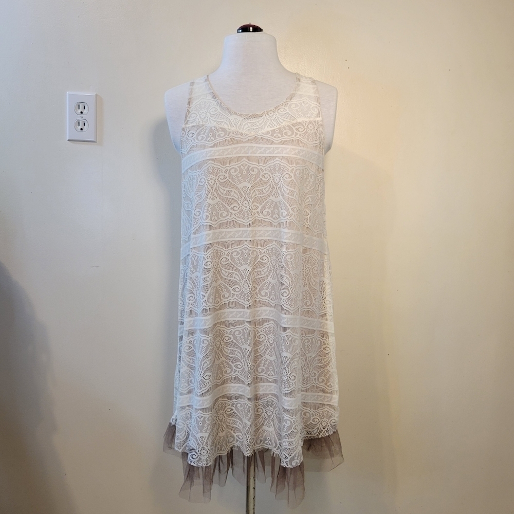 Hem & Thread: Women's Small Lace Pull-over Cover-up Long line Tank Top Dress